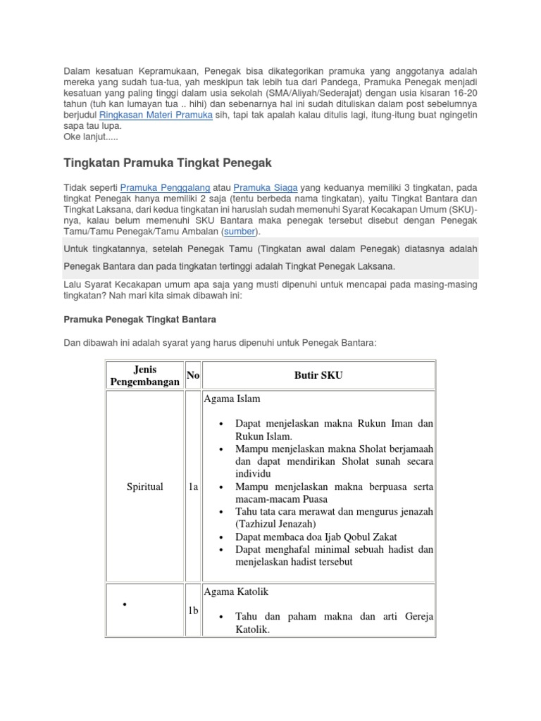 Materi Pramuka Tingkat Penegak