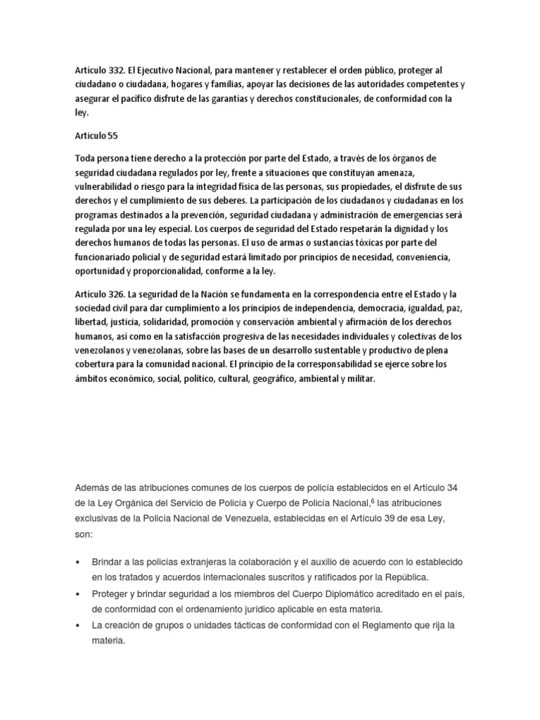 Análisis del Artículo 332 de la Constitución | PDF | Policía | Derechos ...
