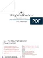 Lab 1 Using Visual Emulator: Download The Emulator Answer To Questions (Q)