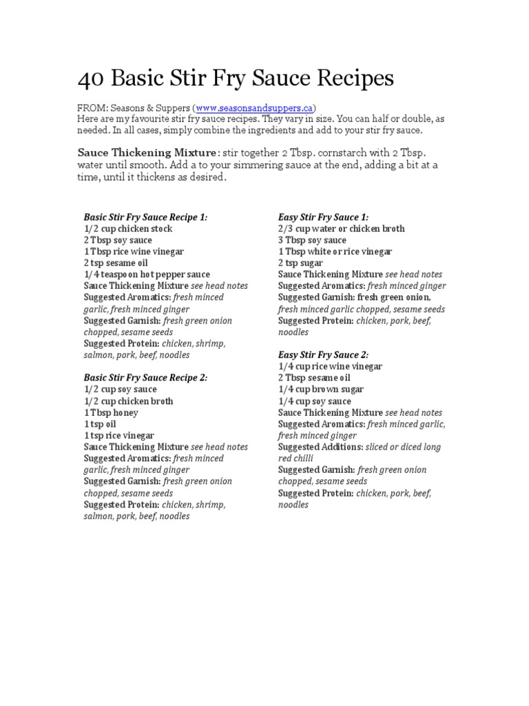 40 Basic Stir Fry Sauce Recipes PDF Thai Cuisine Tofu