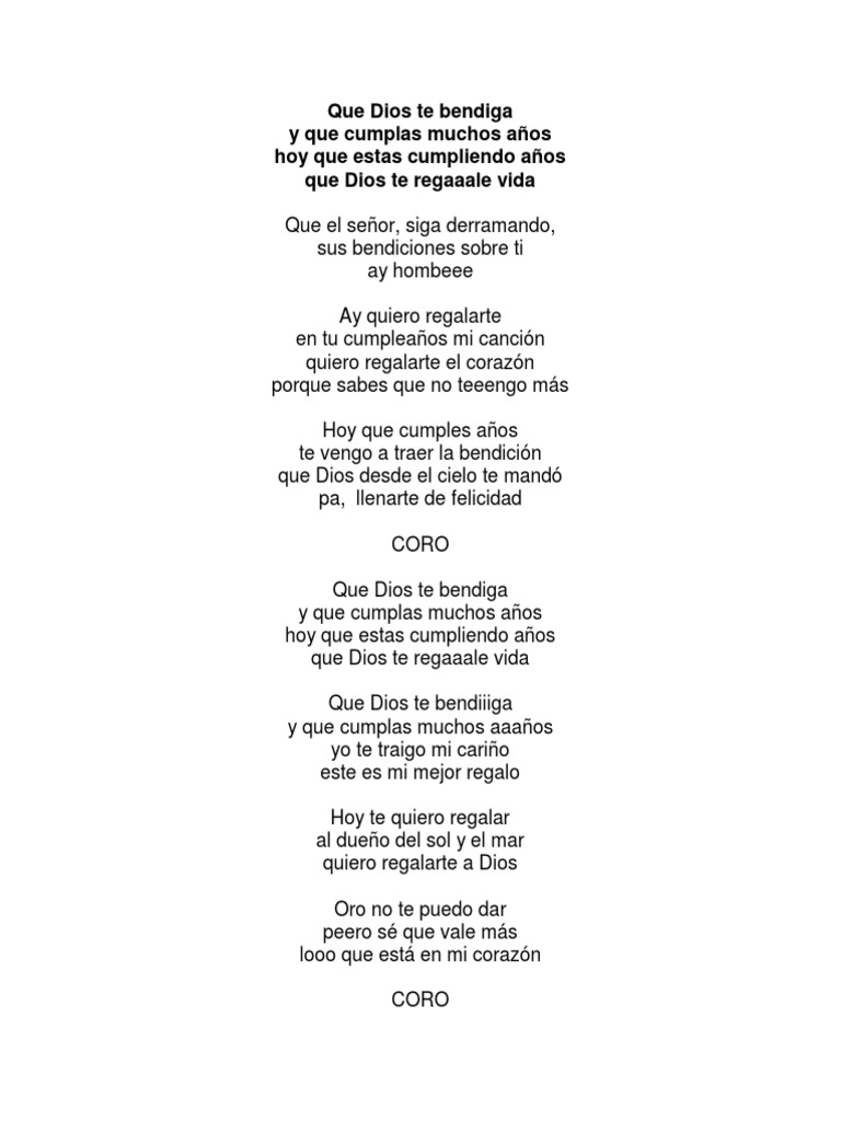 Que Dios Te Bendiga Letra PDF
