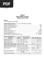 NTE315 Silicon NPN Transistor, Medium Power Amp: Features