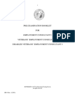 Pre-Examination Booklet FOR Employment Consultant I Veterans' Employment Consultant I Disabled Veterans' Employment Consultant I