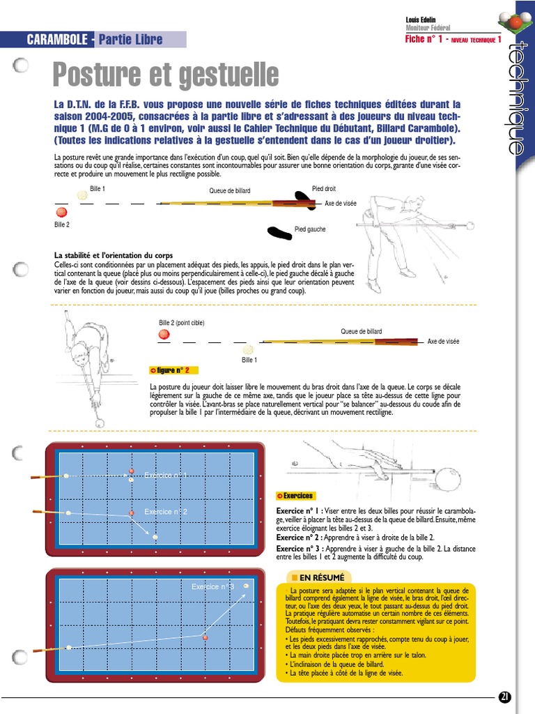 Techniques de Posture au Billard | PDF | Billard | Sports en salle