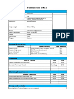 Curriculum Vitae: Personal Date