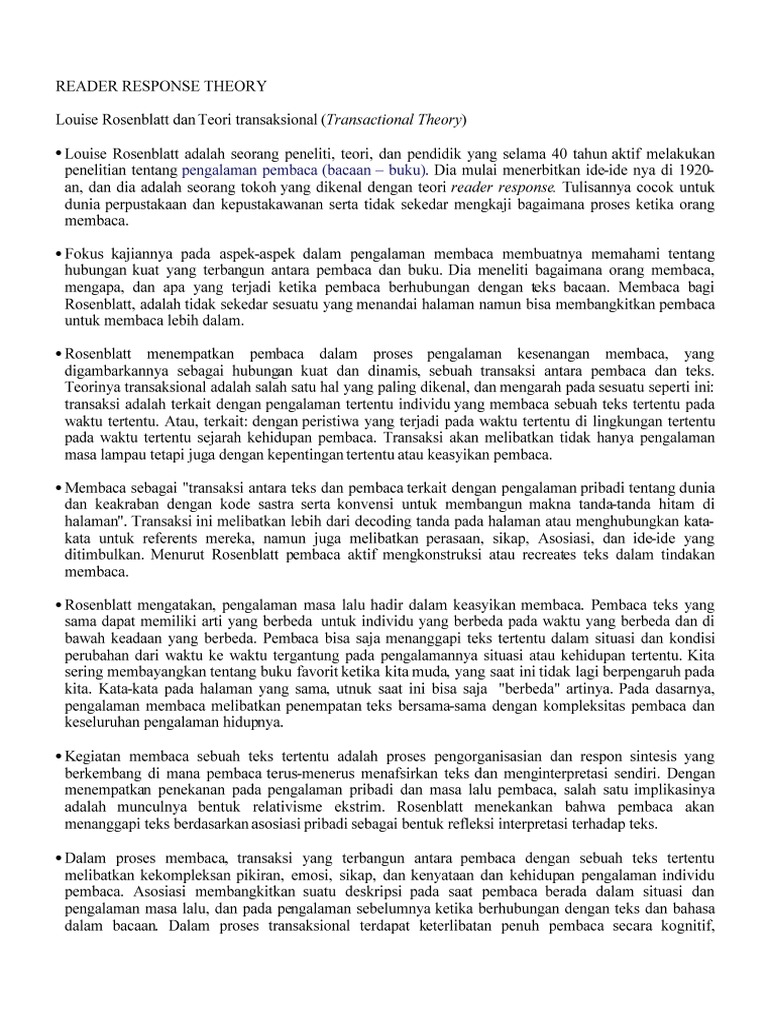 Louise Rosenblatt Dan Teori Transaksional | PDF