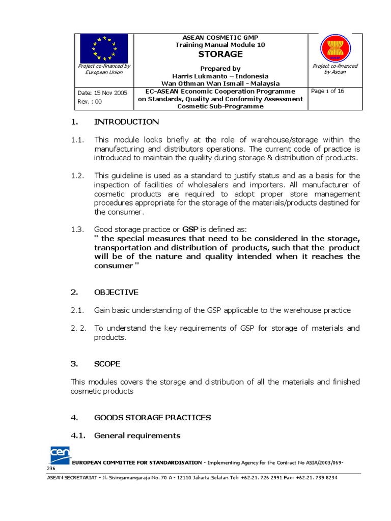 Good Storage Practices PDF Warehouse Association Of Southeast