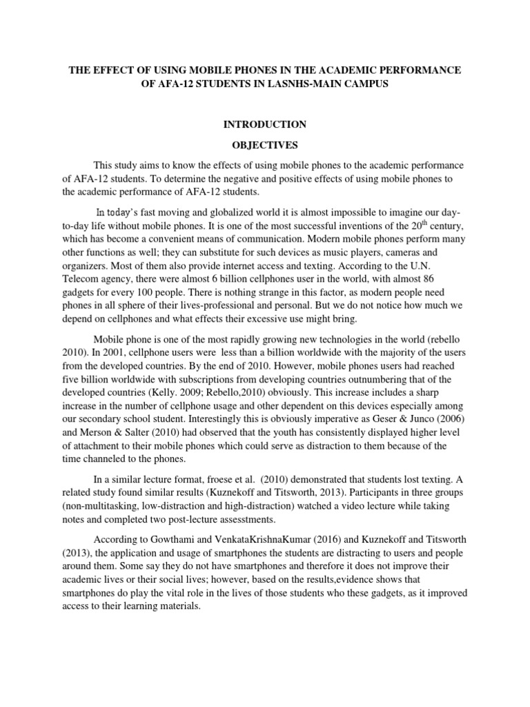 Effects of Mobile Phones on AFA-12 Students | PDF | Mobile Phones ...