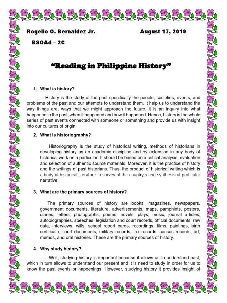 essay about reading in philippine history