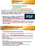 Proceso de inscripción de reincorporaciones FCS-UC sede Carabobo