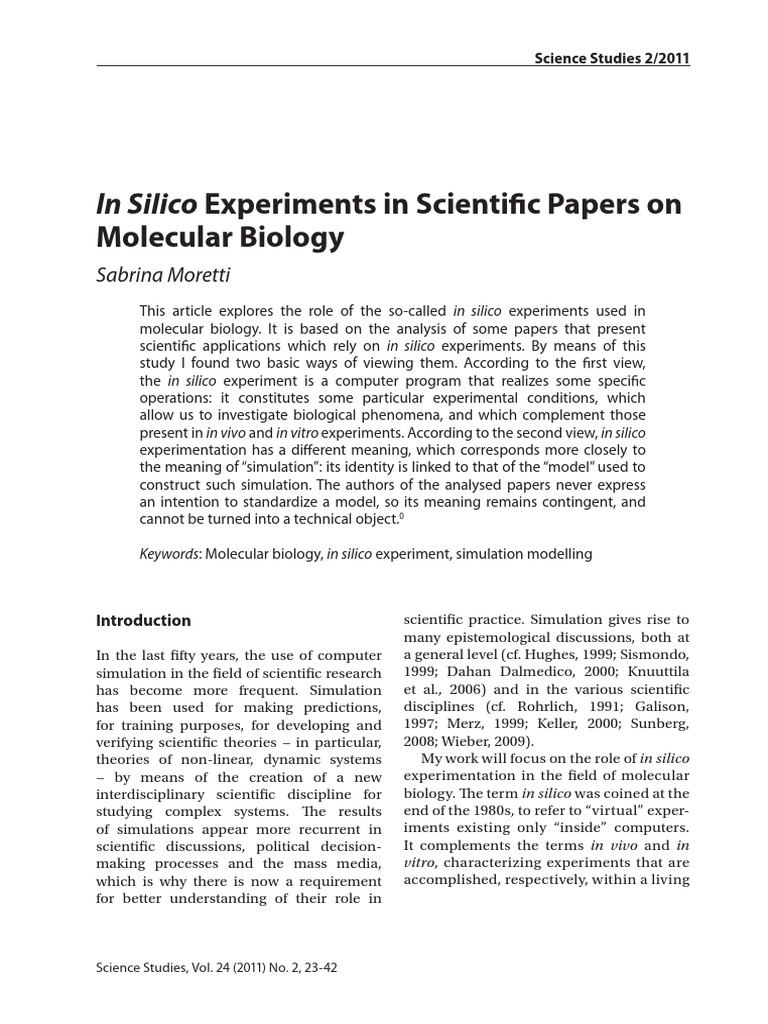 In Silico Experiments in Molecular Biology | PDF | Computer Simulation ...
