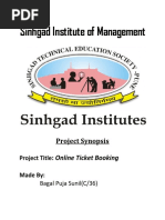 Sinhgad Institute of Management: Project Synopsis: Online Ticket Booking