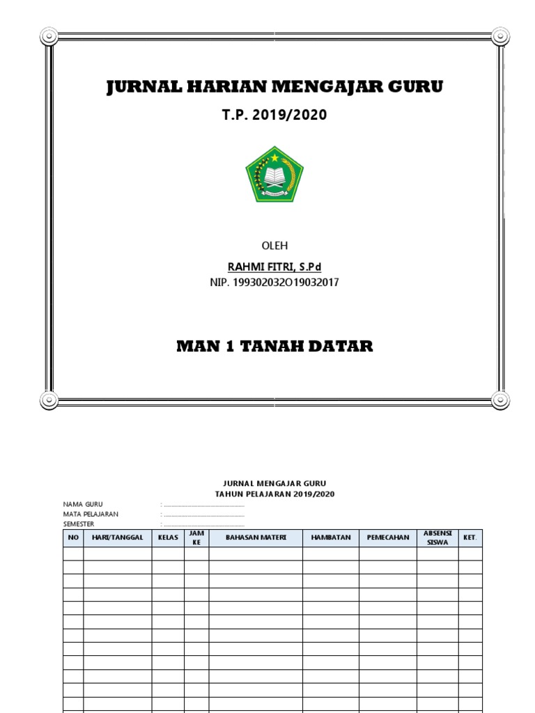 Jurnal Harian Mengajar Guru 2019/2020 | PDF