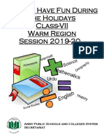 Learn & Have Fun During The Holidays Class-VII Warm Region Session 2019-20