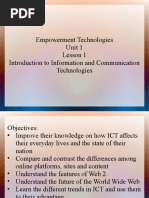 Empowerment Technologies Unit 1 Lesson 1 Introduction To Information and Communication Technologies