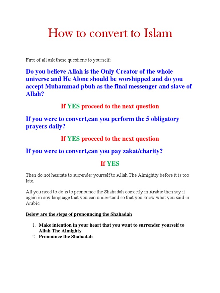 Steps to Convert to Islam | PDF | Religious Behaviour And Experience ...