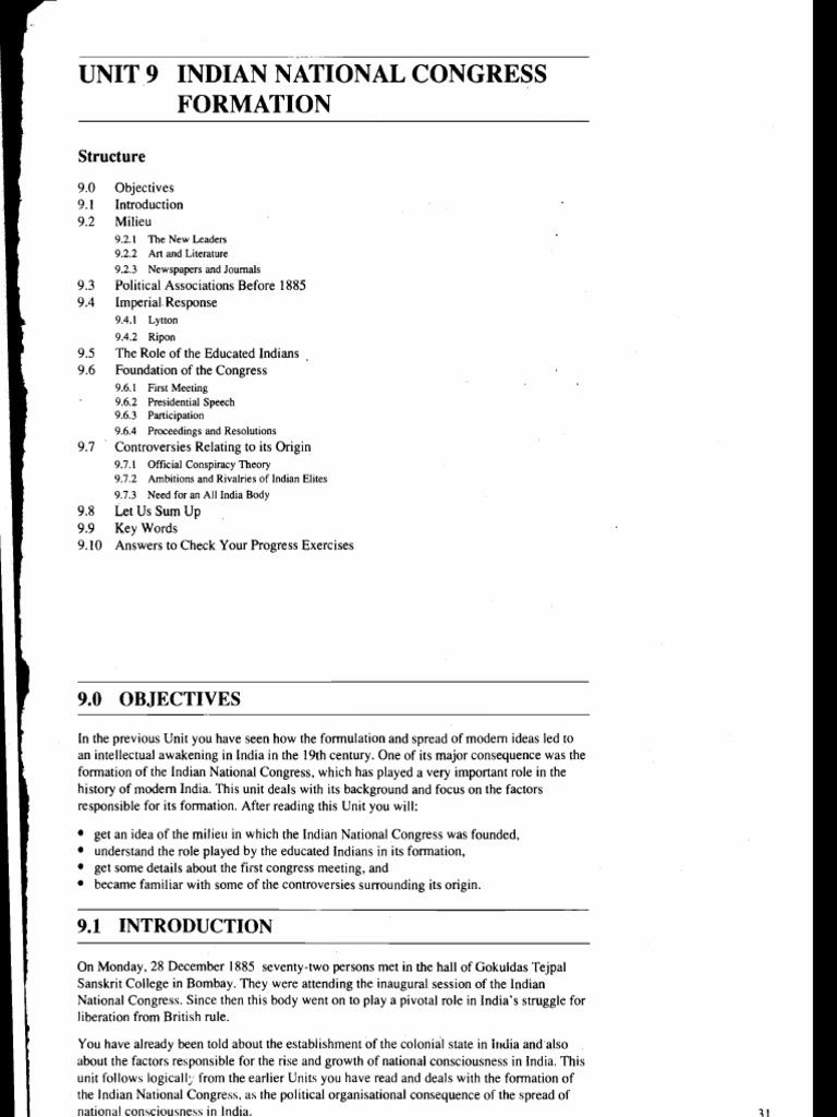Indian National Congress Formation | PDF | British Raj | Indian ...