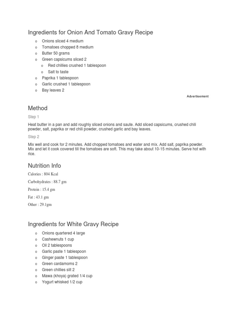 Ingredients For Onion and Tomato Gravy Recipe Step 1 PDF Ginger