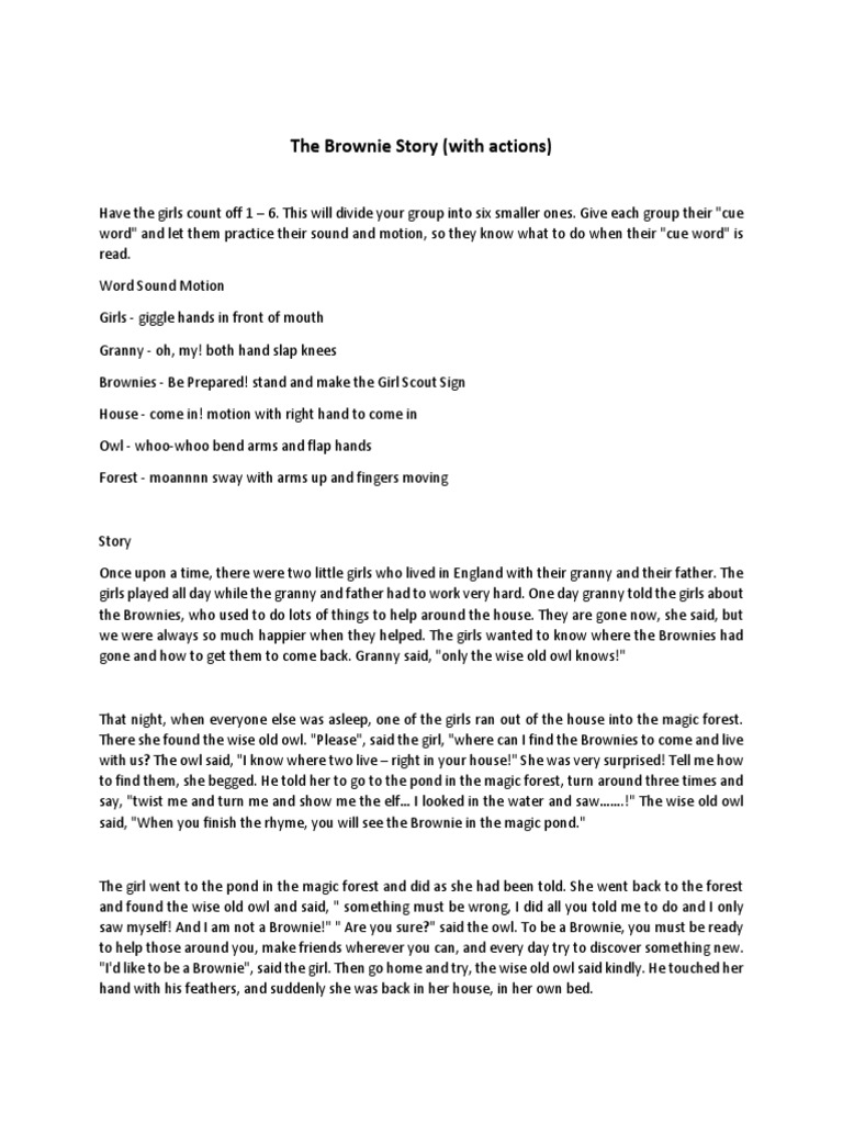 The Brownie Story Activity PDF PDF