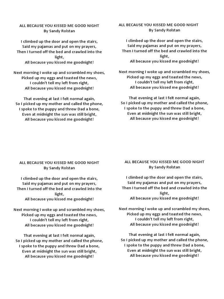 All Because You Kissed Me Good Night | PDF