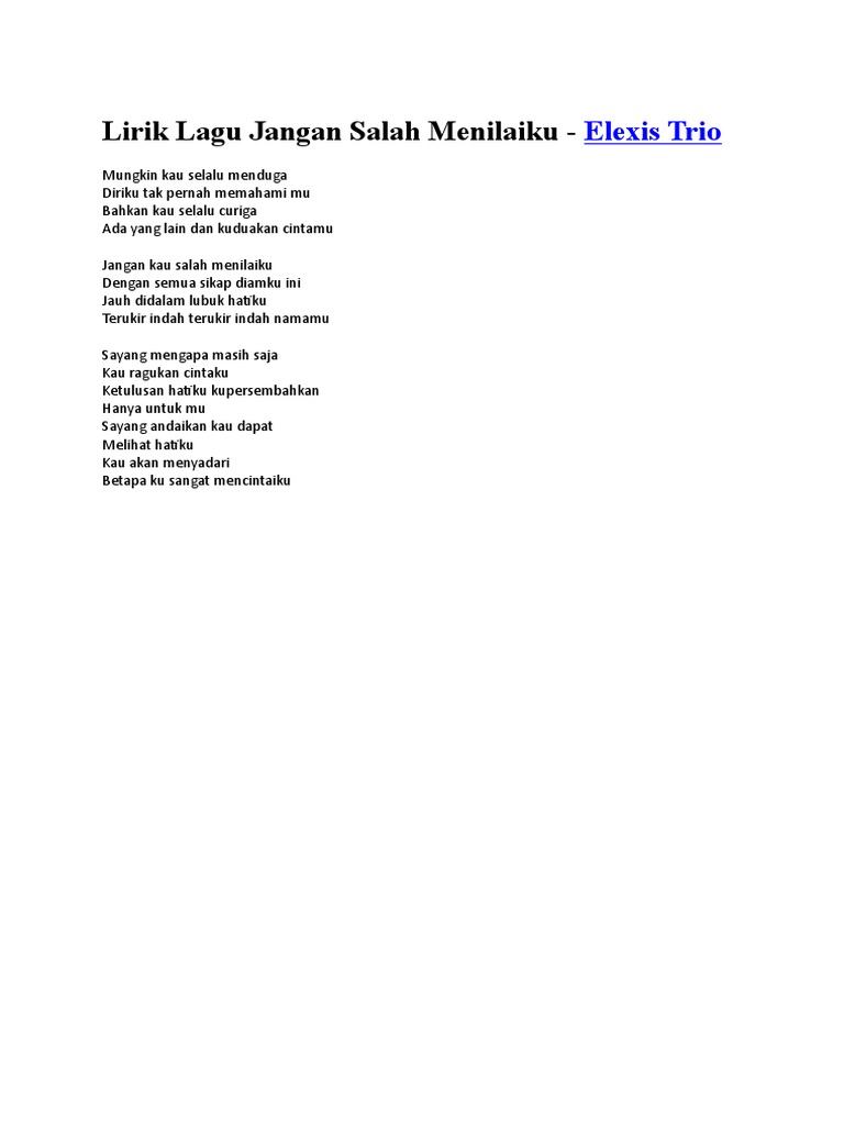 Lirik Lagu Jangan Salah Menilaiku Pdf