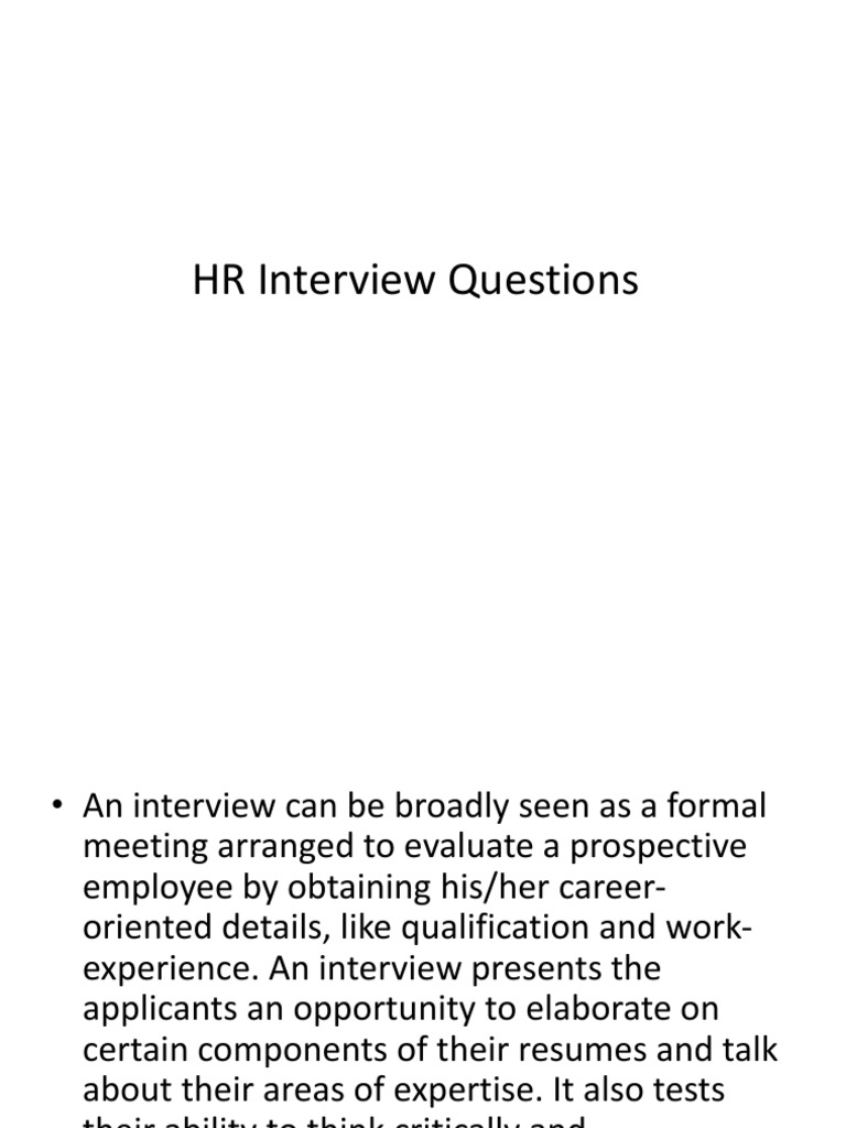 HR Interview Questions PDF Interview Employment