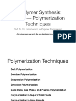 Ii. Polymer Synthesis: Part C - Polymerization Techniques: Che El 10: Introduction To Polymer Engineering