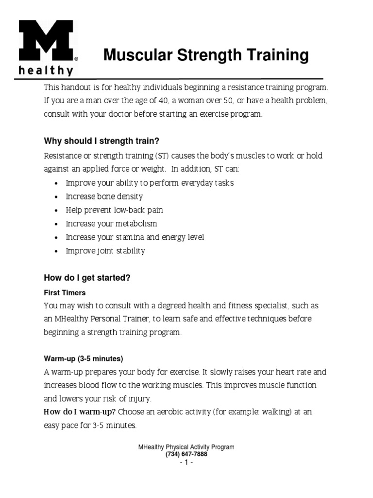 Muscular Strength Training: Why Should I Strength Train? | PDF ...