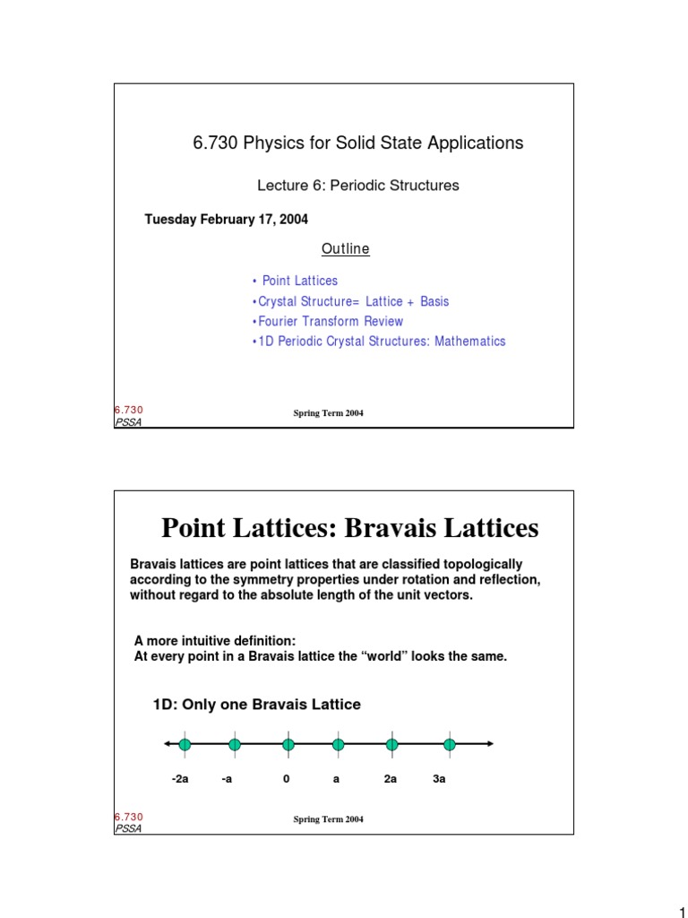 Bravais Lattices in Solid State Physics | PDF | Crystal Structure | Euclid