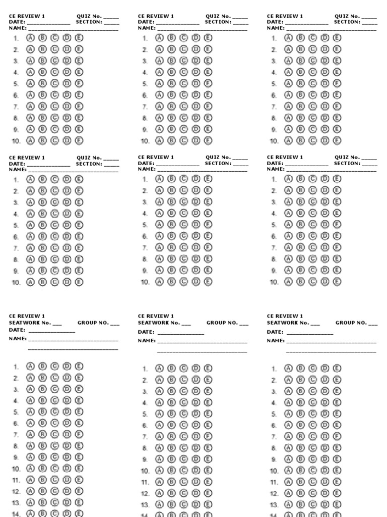 Quiz and Seatwork Template | PDF
