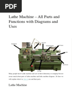 Lathe Machine - All Parts and Functions With Diagrams and Uses