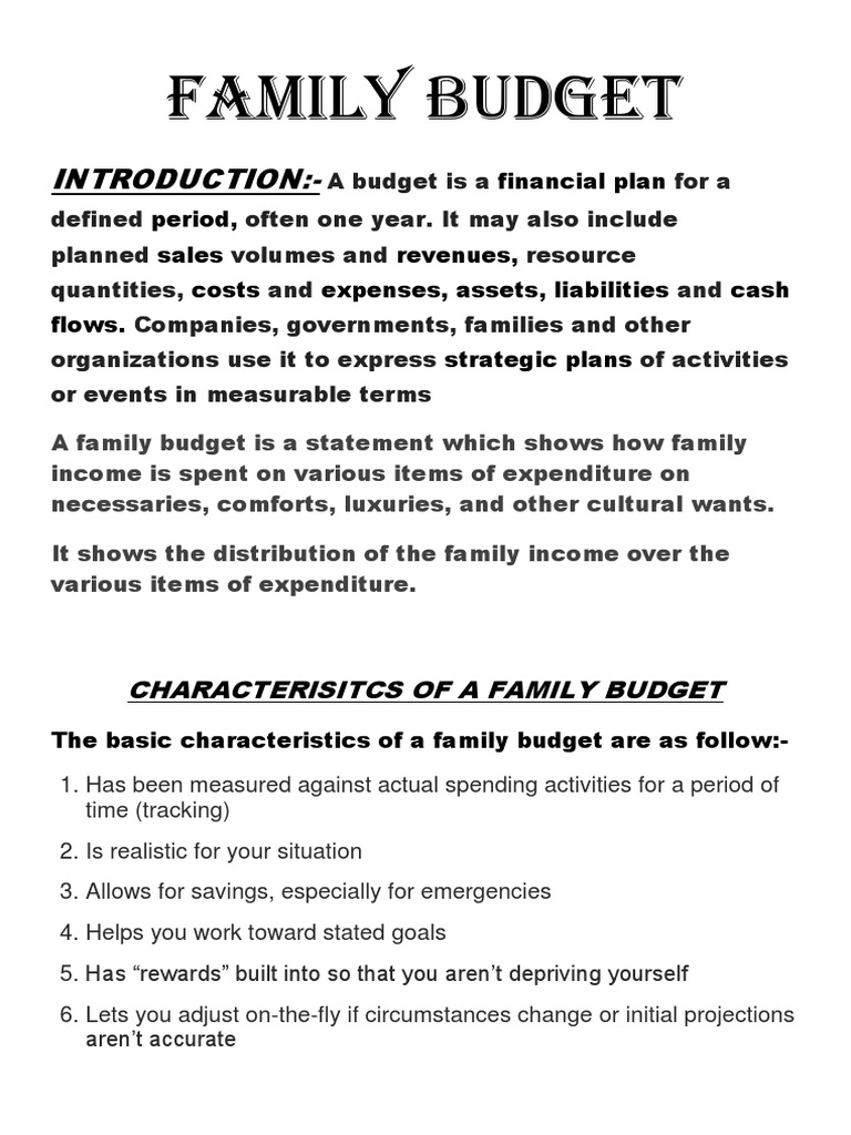 Family reviewing financial documents and budget