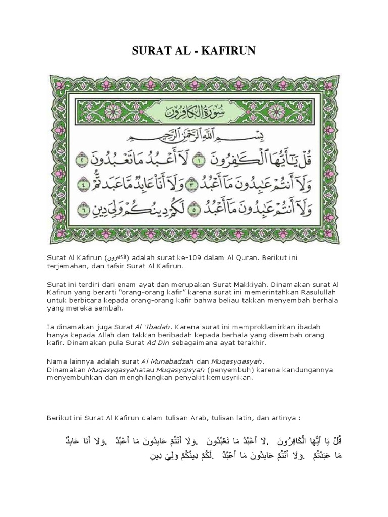 Soal Surat Al Kafirun Kls 6 Jawabanku Id