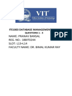 Name: Pranav Bansal REG. NO.: 18BIT0244 SLOT: L13+L14 Faculty Name: Dr. Bimal Kumar Ray