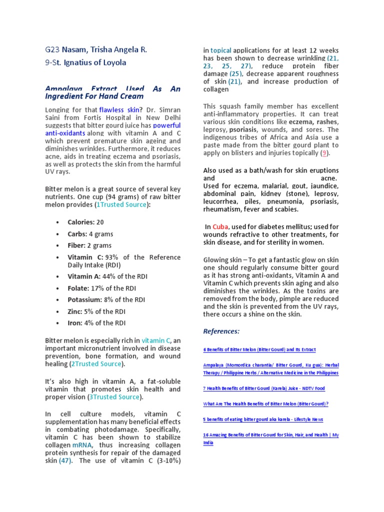 Bitter Gourd Research PDF Vitamin Vitamin C
