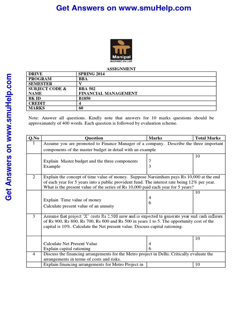 Financial Management Assignment Guide | PDF | Present Value | Time ...