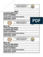 Boxno: Type of Records: Division/Section: Date Covered: Disposal Date