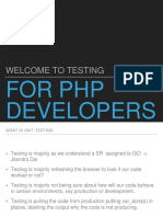 Welcome To Testing: For PHP Developers