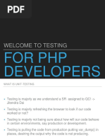 Welcome To Testing: For PHP Developers