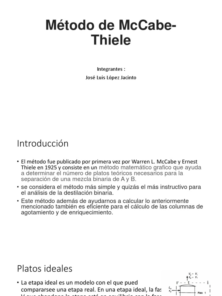 Método MC Cabe | PDF | Destilación | Ciencia de los materiales
