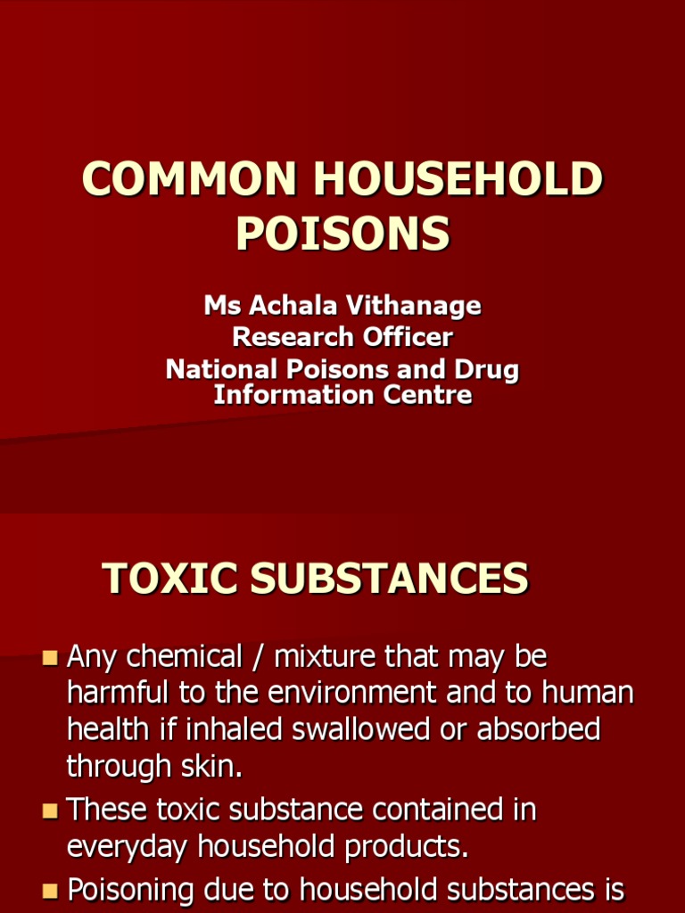 Common Household Poisons Overview | PDF | Poison | Disinfectant