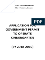 Application For Government Permit To Operate Kindergarten (SY 2018-2019)