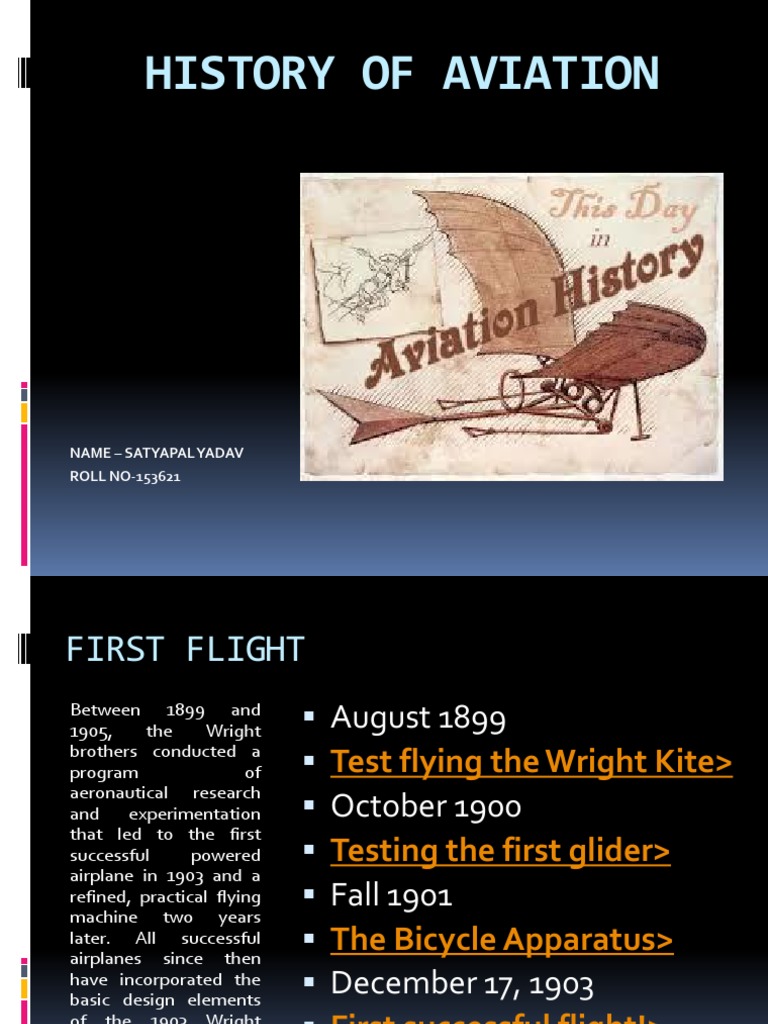 Aviation History PDF Wright Brothers Airplane