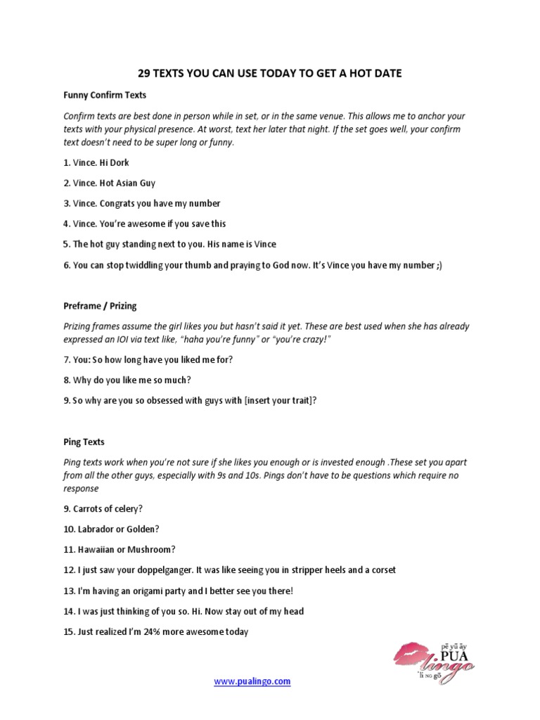 29 Texts You Can Use Today To Get A Hot Date (Pure Value, No Pitch) .P ...