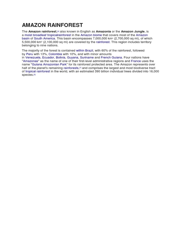 Overview of the Amazon Rainforest | PDF