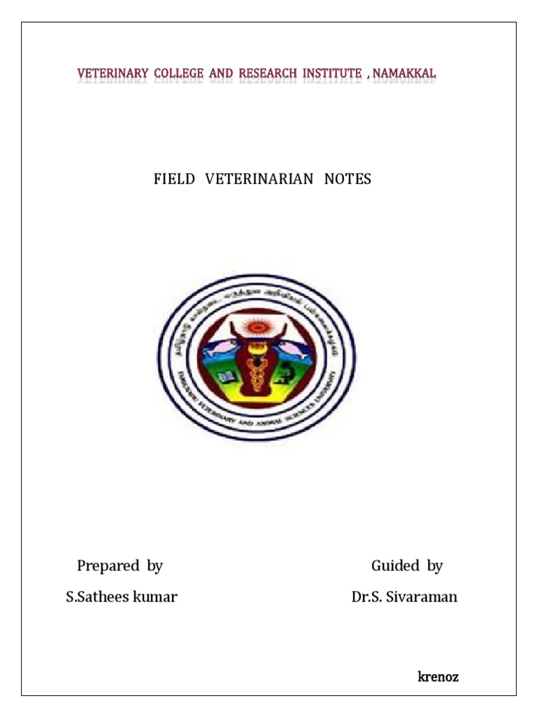 Field Veterinarian Notes by DR Cs PDF Wound Medical Specialties