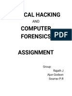 Ethical Hacking Computer Forensics Assignment: Group: Rajath J Ajun Godson Sourrav P.R
