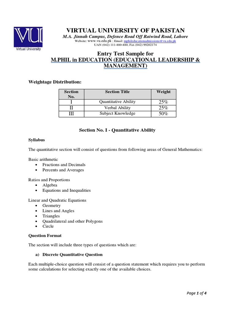 M.Phil Admission Test Guide | PDF | Educational Assessment | Question