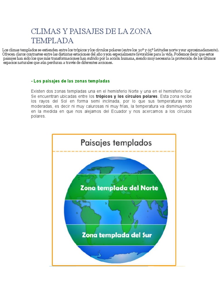Climas y paisajes de zonas templadas | PDF