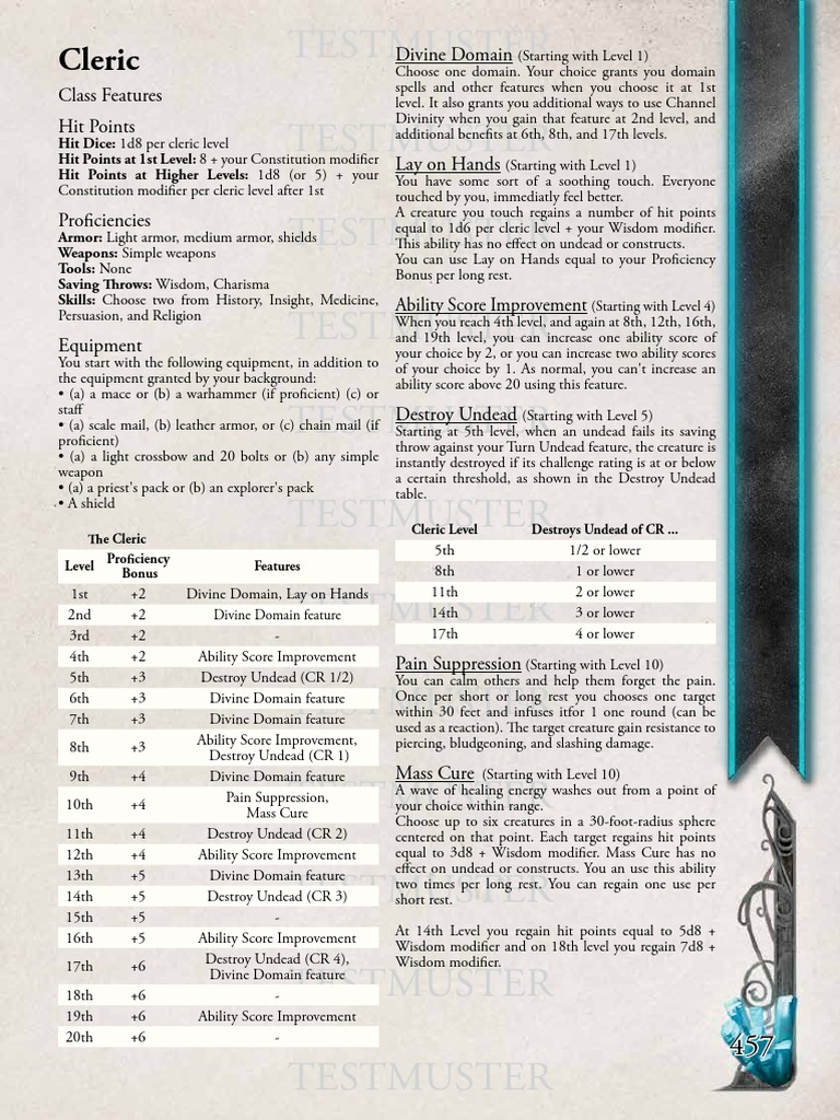 Cleric Class Features and Abilities | PDF | Faith Healing | Leisure
